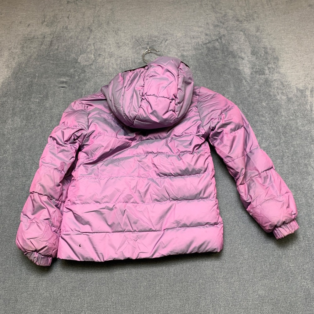 The North Face Puffer Jacket Girls XS Purple Hooded Long Sleeve Winter Full Zip - Picture 8 of 12